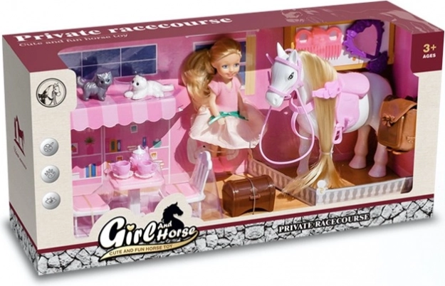 Legesæt med dukke, hest og killinger