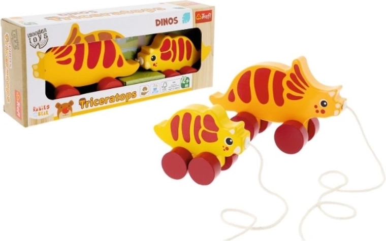 Trefl træklegetøj i træ dinoer – Triceratops