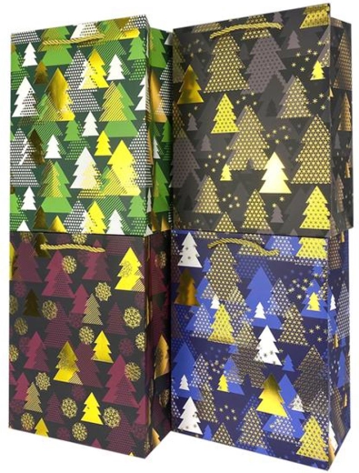 Julegavepose af papir 32 × 26 × 12 cm (mix af motiver)