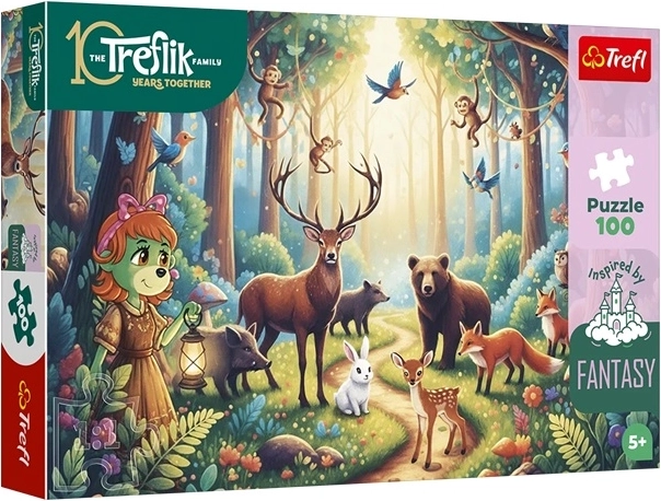 Puzzle Inspired By Fantasy: magisk skovverden med dyr 100 brikker