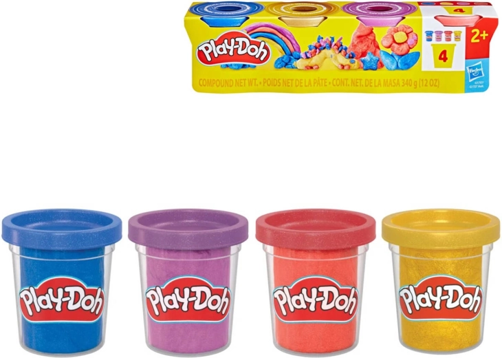 Play-Doh metallisk modellervoks med konfetti, 4 bægre