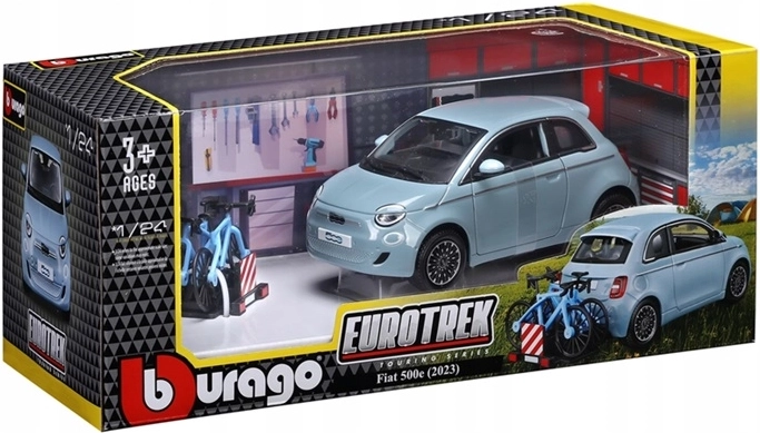 BBU eurotrek Fiat 500E touring blå 1:24