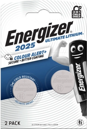 Lithium-knapcellebatterier CR2025 2 stk. med Color Alert-teknologi ENERGIZER Ultimate