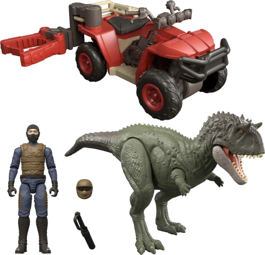 Mattel Jurassic World Ekryksinatosaurus og terrængående køretøj med fanger – legesæt med figurer