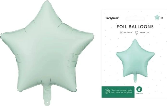 Mat grøn stjernefolieballon 48 cm
