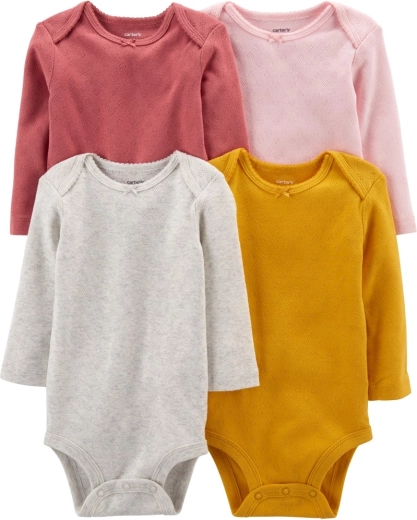 Carter's pige body med lange ærmer, multicolor, 4 stk., størrelse 56 (NB)