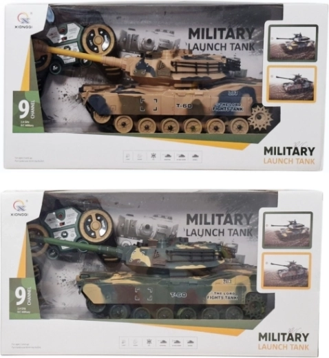 RC militærtank med fjernbetjening og oplader - 1 stk.