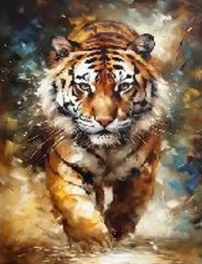 Diamantmaling Løvende tiger 30 × 40 cm