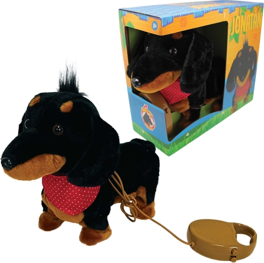 Plysset hund Jonatán i snor
