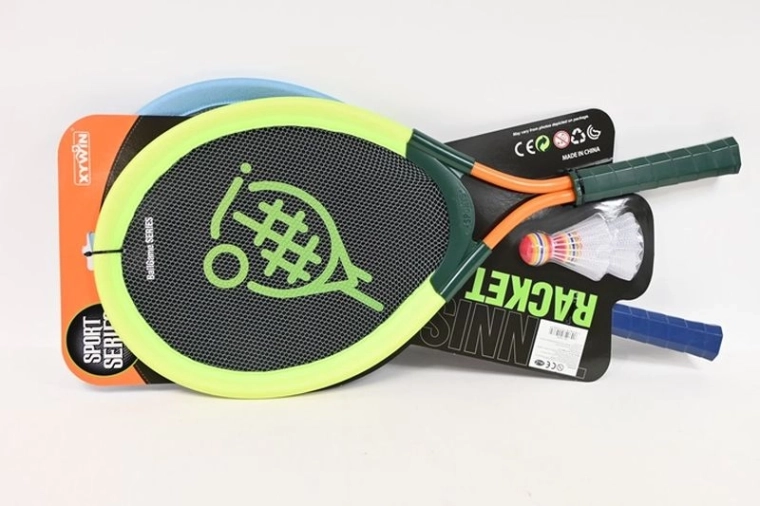 Sæt med store badmintonketchere med 2 fjerbolde