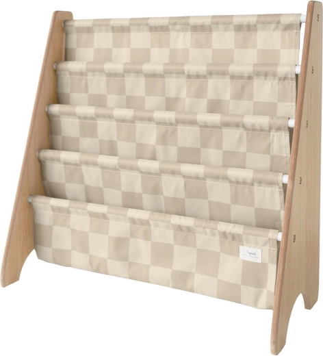 3 Sprouts bogreol i genanvendt polyester Checkerboard/Beige