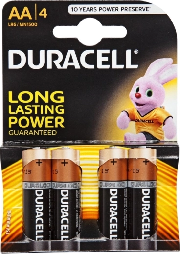 AA-alkalinebatterier DURACELL Basic LR6, 1,5 V, 4 stk.