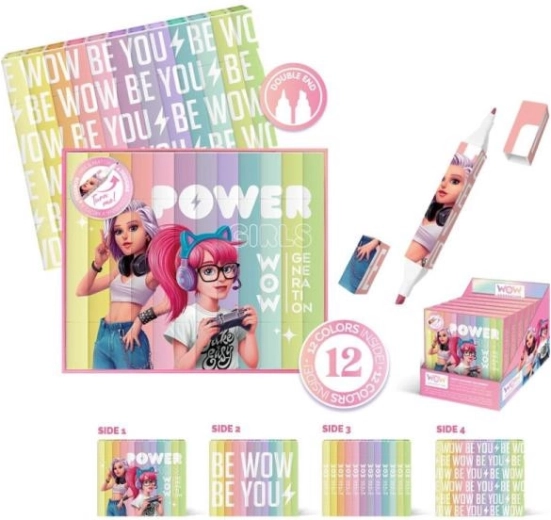 Dobbeltendede tuscher 12 farver WOW Generation