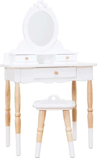 Trætoiletbord til børn med spejl og taburet Le Toy Van