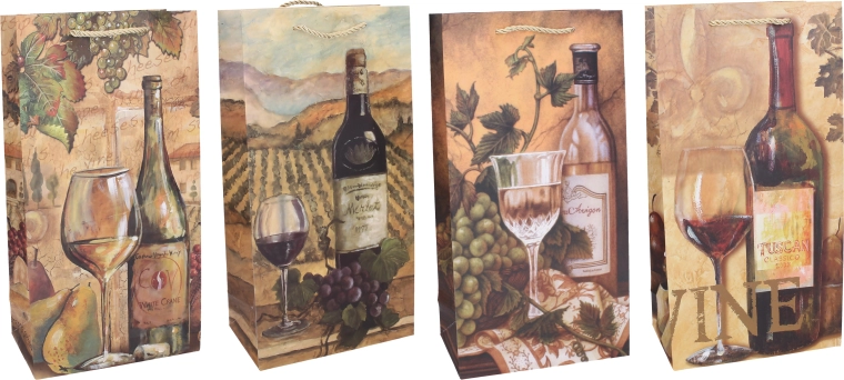 Gavepose til 2 flasker M, 18 × 35 × 9 cm, helårs