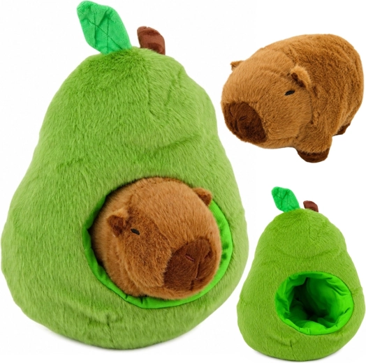Grønt plysavokado med capybara 2-i-1 25 cm