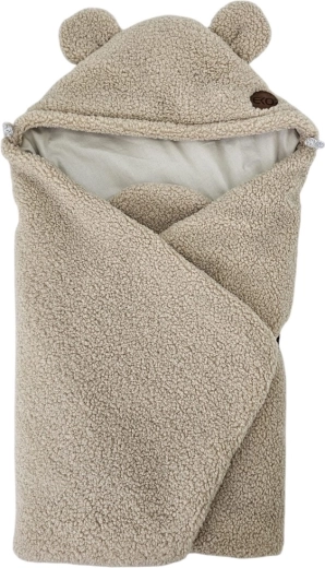 EKO svøbepose til autostol i bouclé med bomuld, mørk beige, 110 × 100 cm – Lys beige