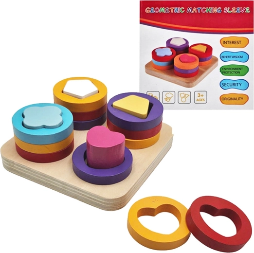Træpuslespil med indsætningsbrikker til børn 3+