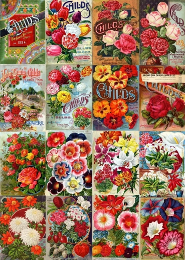 Enjoy puslespil vintage katalog over blomsterfrø 1000 brikker