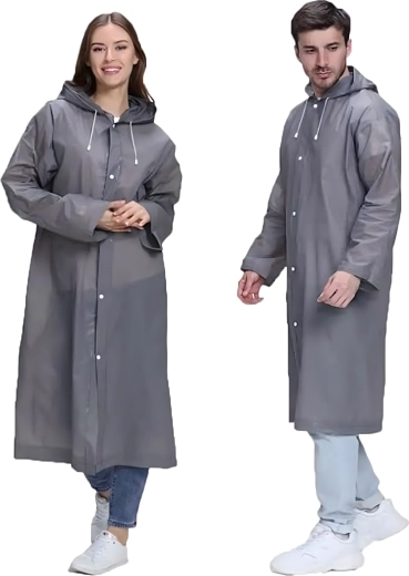 Universel regnponcho med hætte i EVA (140 g) – transparent