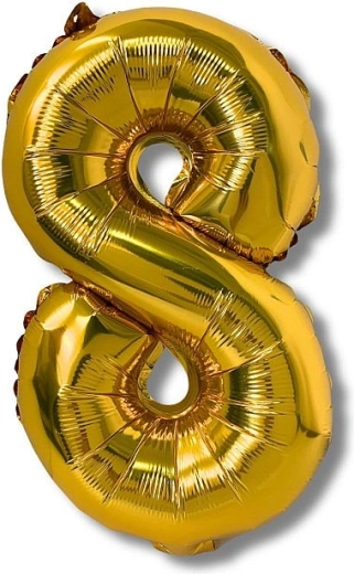 Folieballon tal 8 guld 40 cm
