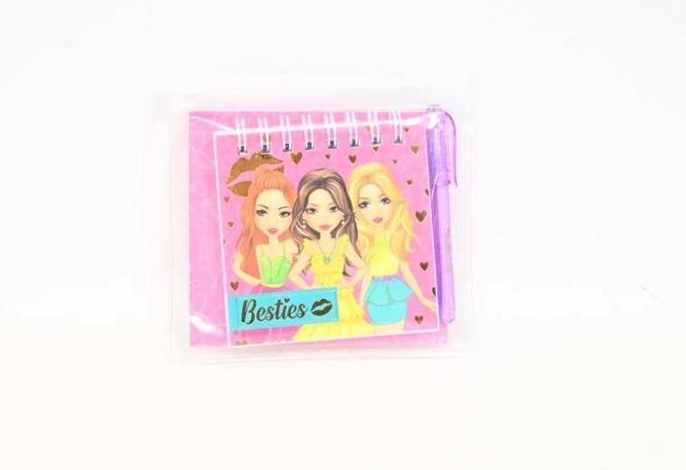 Besties mini-notesbog med spiral og kuglepen