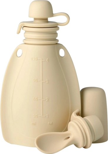 Mininor silikonefyldbar madpose med ske Soft rabbit