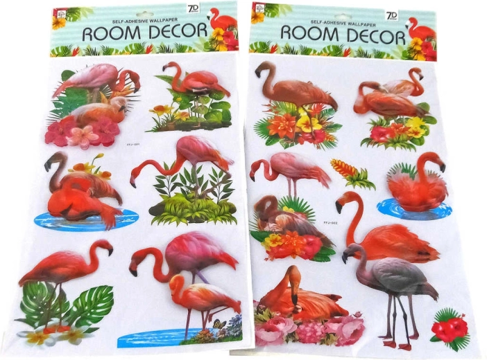3D vægklistermærker flamingoer - 1 sæt