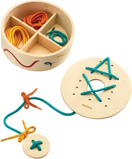 PlanToys snørreplader med snørebånd i opbevaringsboks