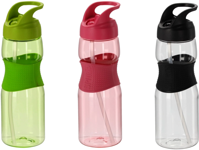 Vandflaske med sugerør 730 ml – mix af farver