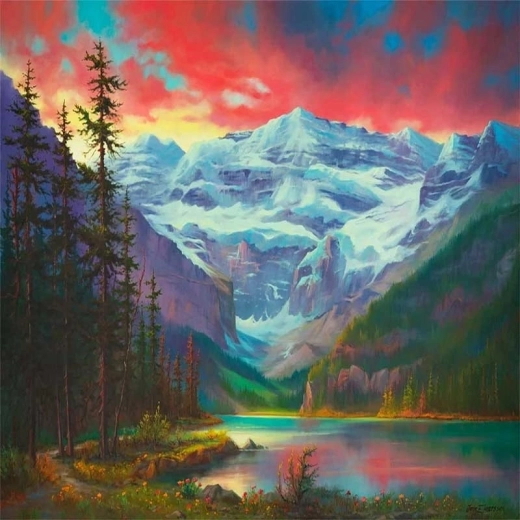 Diamantmaling Solnedgang i bjergene 30 × 40 cm