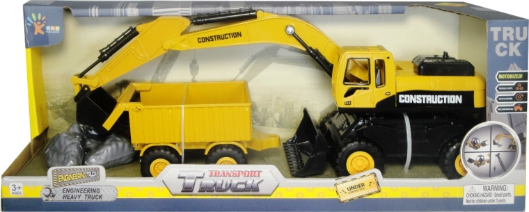 Byggesæt med gravemaskine og dumptruck til børn