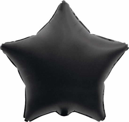 Mat sort stjerneformet folieballon 44 cm