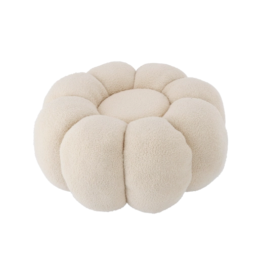 Puf blomst 65 × 30 cm beige