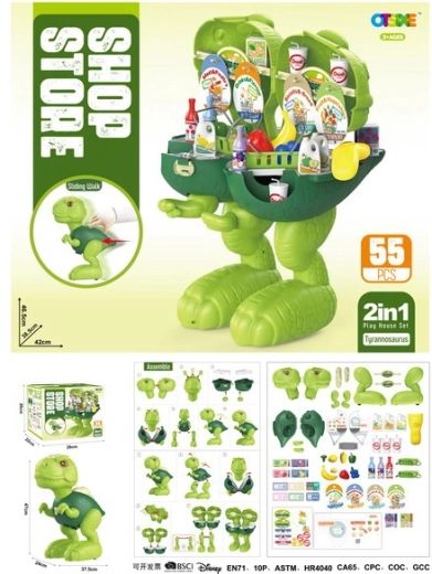 Kørende dinosaur og dagligvarebutik 2-i-1 til børn