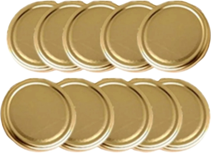 Guld metal-låg til henkogningsglas 82 mm (10 stk.)