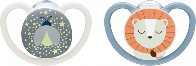 NUK sut til børn Perfect Match Air Night Firefly/Lion 6–18 mdr., 2 stk.