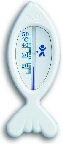 Badeværelsetermometer fisk 15 cm, hvid plast