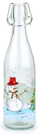 Glasflaske med patentlukning TORO 540 ml – snemandsmotiv
