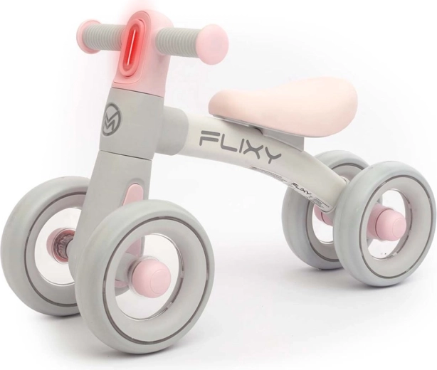 Børneløbecykel med 4 hjul og LED-lys Milly Mally Flixy lyserød