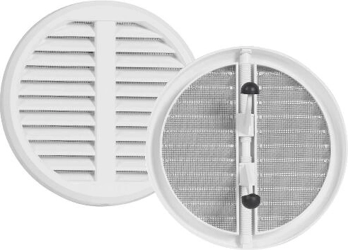 Justerbart ventilationsgitter med insektnet, hvid, 75–125 mm