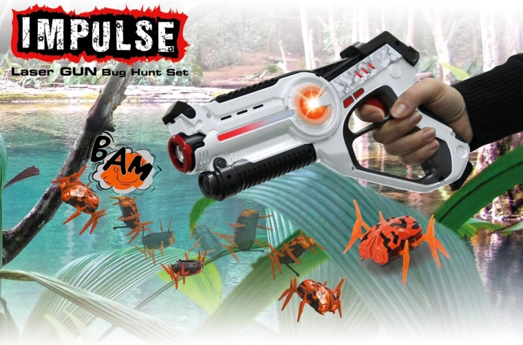Impulse laserpistol bug hunt-sæt hvid/orange