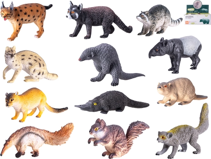 Sæt af plastfigurer af skovdyr 13–16 cm, 12 stk.