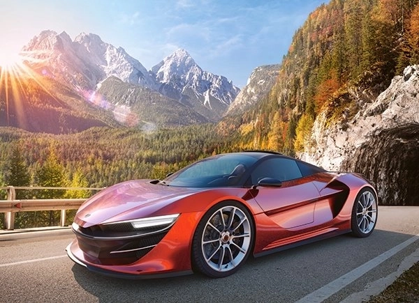 Puslespil sportsvogn 100 brikker