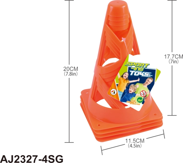 Træningskegler 18 cm – sæt med 4 stk.