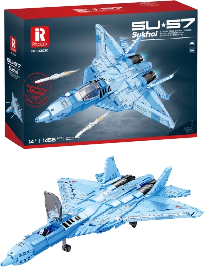 Byggesæt: Su-57 jagerfly i blå camouflage (1456 dele)