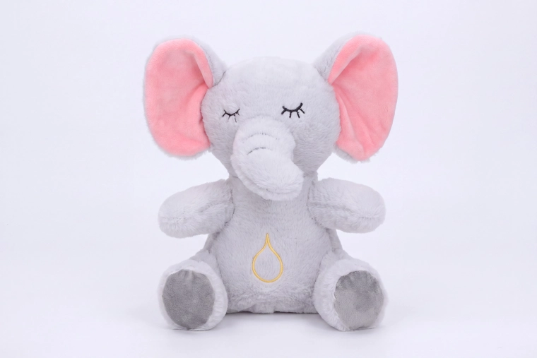 Plys-elefant, der trækker vejret, med lys- og lydeffekter, 30 cm