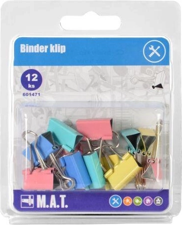 Kontorklemmer Binder – mix af farver, 12 stk.