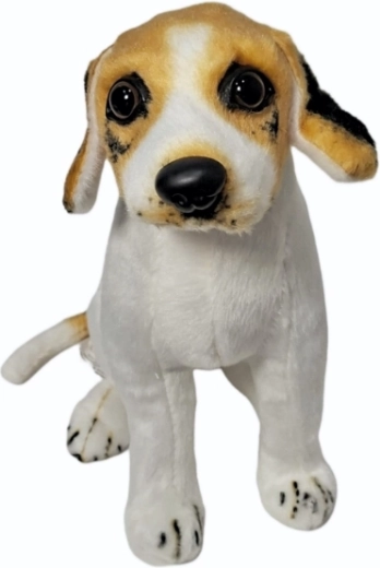 Plys hund i hvid-brun farve