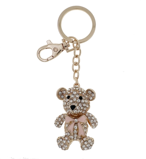 Nøglering med bamse PINK